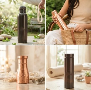Botella de Agua de Cobre Reutilizable, Botella de Cobre Puro para Beber Agua Saludable en Casa, Oficina, Viajes, Gimnasio, Fitness y Uso al Aire Libre - Product Image 3