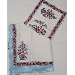 Premium Jaipur Artisanal Hand Block Print Floral Classic <b>King</b> <b>Size</b> 3-Piece 200TC 100% Cotton Eco-Friendly Soft Machine Washable - Product Image 1