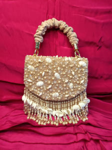 Bolso de Mano de Novia con Cuentas Doradas Hecho a Mano, Bolso de Noche Indio con Borlas de Cristal, Bolso de Mano Bordado para Boda, Tamaño Personalizado OEM - Product Image 2