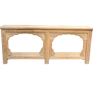 Haswani Handicrafts Hand Carved Wooden Arch <b>Console</b> <b>Table</b> <b>Rustic</b> Vintage Style Decorative Wooden <b>Console</b> <b>Table</b> - Product Image 1
