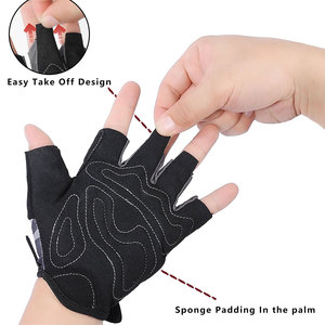 Gants de cyclisme demi-doigts, noir, blanc, gris, design camouflage, fermeture à boucle et crochet, unisexe, matière polyester respirante - Product Image 4