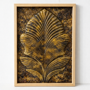 Décoration murale en bois 3D en relief, motif feuille artisanal avec détails fins, texture naturelle, décoration intérieure - Product Image 5