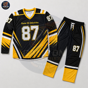 Sublimated 100% Polyester Hockey Jersey Pants Breathable <b>Elastic</b> Waist Training Match Sportswear OEM ODM Custom Ice Hockey - Product Image 3