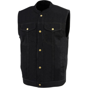 Samroz Sports Men's Black Classic Genuine Leather <b>Cowboy</b> Biker <b>Vest</b> V-Neck Zipper Closure Winter Outerwear Anti-Wrinkle - Product Image 3