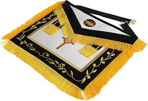 Past Commander Knights Templar Commandery <b>Apron</b> - <b>Black</b> With Gold Fringe Fabric type Leather - Product Image 2