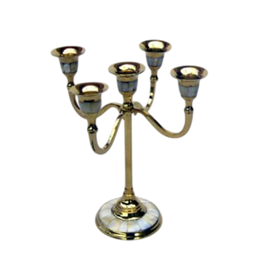 Candelabro de metal dorado rosa de 5 brazos, alto, para suelo, centro de mesa para bodas, decoración para eventos, decoración del hogar y fiestas. - Product Image 4