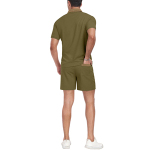 Conjunto Deportivo Informal para Hombre, Ropa de Verano, Camisetas y Pantalones Cortos, Trajes para Correr y Trotar, Diseño y Logotipo Personalizados, Camiseta con Cuello Alto y Pantalones Cortos - Product Image 2