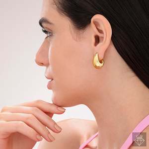 PRAO Boucles d'oreilles élégantes en or avec noix de cajou Pièces de bijouterie fines - Product Image 4