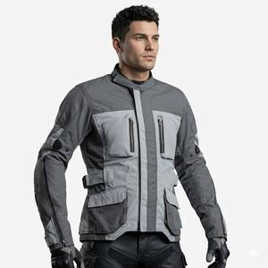 เสื้อแจ็คเก็ตขี่มอเตอร์ไซค์สำหรับผู้ชายรุ่นล่าสุด แฟชั่นระดับมืออาชีพ ผลิตจากผ้าคอร์ดูร่า กันลม กันน้ำ ระบายอากาศได้ดี พร้อมรับสกรีนโลโก้ - Product Image 2