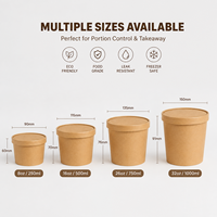 Vente en gros de bols à salade jetables en papier kraft, nouveau design, contenants à emporter avec couvercle