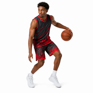 Ensemble de maillots de basket-ball pour hommes, sans manches, col en V, impression personnalisée, polyester respirant, uniforme pour l'entraînement et les matchs, vêtements unisexes - Product Image 5