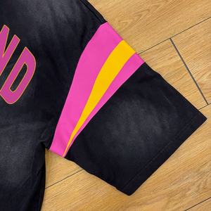 High Quality Vintage Heavyweight Cotton <b>Patchwork</b> T-<b>Shirt</b> Sunfaded Acid Washed Screen Printing Oversized Custom Men's T <b>Shirt</b> - Product Image 5