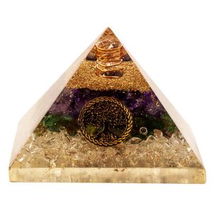 Belle Sept Chakra Orgone Pyramides En Gros Cristal Naturel Puces Colorées Pierre Sept Chakra Pyramides De Guérison - Product Image 5