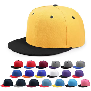 Casquette Snapback Bicolore Jaune et Noir, Options Multicolores en Gros, Casquettes de Style Urbain Sportif à 6 Panneaux et Visière Plate - Product Image 1