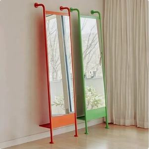 Swt Staande Spiegel Ontwerp Oranje Decoratieve Wandspiegel Voor Woonkamer Custom Frame Moderne Full Length Vloerspiegel Miroirs - Product Image 1