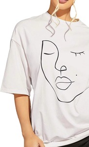 เสื้อยืดผู้หญิงไซส์ใหญ่ พิมพ์ลายกราฟิก ทรงหลวม แขนสั้น สไตล์ลำลอง สำหรับฤดูร้อน ผ้าฝ้าย 100% - Product Image 4