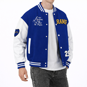 เสื้อแจ็คเก็ตวาร์ซิตี้คุณภาพสูงแบบกำหนดเองสำหรับผู้ชาย ปักลายตัวอักษร ผู้ผลิตเสื้อโค้ทบอมเบอร์ - Product Image 1