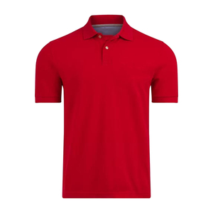 Polo homme rouge à manches courtes, couleur unie, décontracté, en coton tricoté, coupe classique, boutons, uniforme professionnel personnalisé - Product Image 1