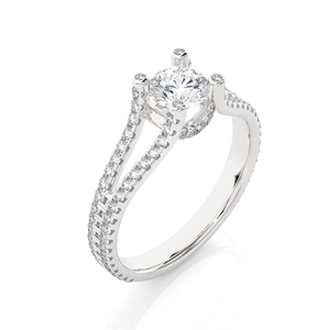 เครื่องประดับผู้หญิงเงินแท้ 925 ชุบทอง 14K เพชรแล็บทรงกลม แหวนเพชรแบบวงแหวนแยกส่วน แหวนแห่งความรัก ของขวัญวาเลนไทน์สำหรับเธอ - Product Image 1