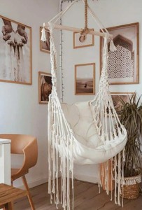 Boho Hanging Chair for Bedroom | Macrame <b>Hammock</b> Swing | Boho Macrame Swing | Handmade <b>Hammock</b> Chair - Product Image 2