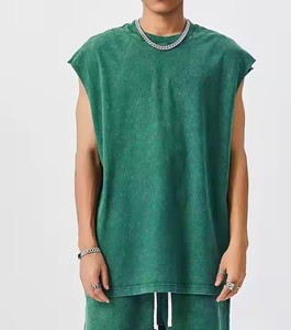 240g Unisex Cotton Heavy Acid Wash Blank Sleeveless O-Neck <b>Tank</b> <b>Tops</b> Quick Dry Breathable Eco-Friendly <b>Loose</b> Fit Women - Product Image 1
