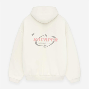 Men's Oversized Hooded Sweatshirt Black Fleece Pocket Back Logo Casual Autumn Wear Hoodie For Men - Product Image 2