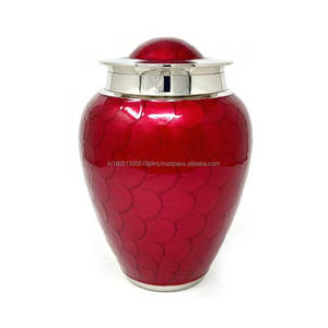 Urnas de Cremación de Metal de Latón de Alta Calidad con Grabado de Aves y Acabado de Esmalte Rojo Rosa, Urnas para Cenizas Humanas y Urnas de Recuerdo al por Mayor - Product Image 2