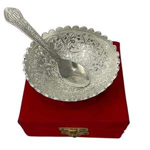 Juego de servir plateado con cuchara incluida, vajilla de lujo para mesa, empaque festivo para regalo, decoración metálica premium, uso en hoteles y restaurantes. - Product Image 5