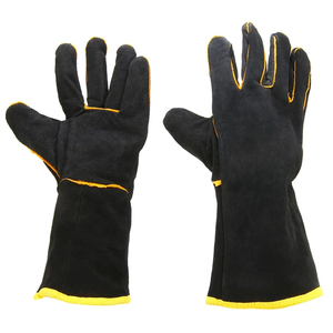 A Grade Cowhide Leather Hand Safety Welding Work <b>Gloves</b> New Straight Thumb Cotton Lined Heat Resistant Welder Working <b>Gloves</b> - Product Image 1