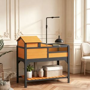 Casetta Classica in Legno di Abete per Tartarughe, Arredamento per Piccoli Animali da Interno ed Esterno, Gabbia Rettangolare Solida con Stile Classico - Product Image 1