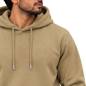 <b>Mens</b> Khaki Pullover Hoodie <b>Long</b> <b>Sleeve</b> Casual Sweatshirt Custom Logo Streetwear Sportswear <b>Top</b> Shoukat Apparel Manufacturer - Product Image 3