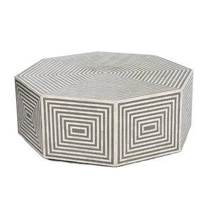 Mesa de centro con incrustaciones de hueso en forma hexagonal, muebles elegantes para sala de estar para uso doméstico, muebles con incrustaciones de hueso - Product Image 1