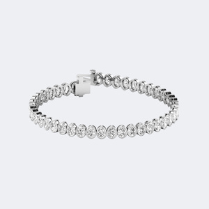 7.00CTW Oval Cut Diamond Tennis Bracelet Bezel Set Solid Gold Elegant Link Chain Jewelry Anniversary Gift for Women and <b>Men</b> - Product Image 3