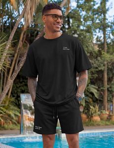 Ensembles décontractés pour hommes, 2 pièces, tenues d'été, t-shirt extensible athlétique et shorts de jogging à cordon de serrage, ensembles de survêtements - Product Image 2