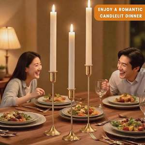 Porte-bougie en métal, décoration minimaliste moderne pour la maison, élégant support à bougie en métal noir pour table à manger, salon - Product Image 2