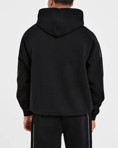 Sweat-shirt et pulls noirs surdimensionnés de haute qualité avec passepoil, en coton mélangé respirant, style streetwear pour homme, avec poche kangourou - Product Image 4