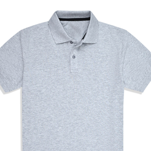 Chemise décontractée grise à manches courtes boutonnée pour homme, 100 % coton tricoté, coupe classique, respirante, avec bordure noire, 200 g - Product Image 2
