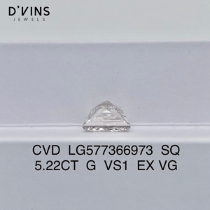 D'vins 5.0CT เพชรสังเคราะห์สีขาวใส VS1 g Princess CUT CVD สำหรับทำเครื่องประดับ - Product Image 3