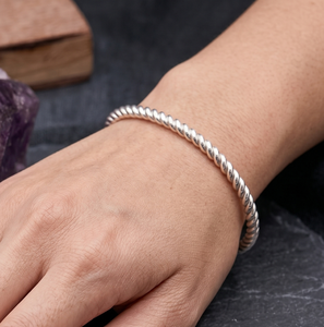 Pulsera de Plata de Ley 925 Sólida al por Mayor, Diseño de Cuerda Trenzada y Cúpula Abierta, Joyería Fina, Memoria Jewels - Product Image 3