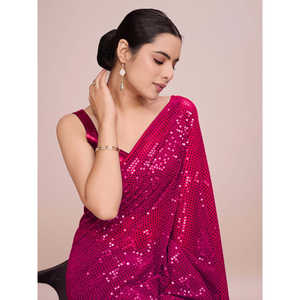 Saree Designer par Fabzonefabindia pour les fêtes et les clubs avec travail de séquence - Product Image 4