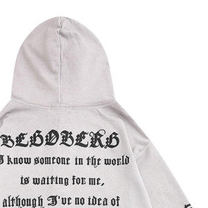 Sudadera con Capucha Extra Grande para Mujer, Gris, de Algodón Tejido, Manga Larga, Cierre Frontal con Cremallera, Estampado de Letras, Ropa de Otoño - Product Image 3