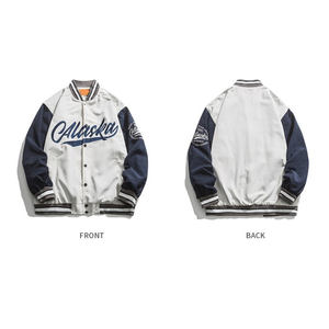 Chaqueta Bomber Varsity Reversible Bordada para Hombre, Otoño-Primavera, Ecológica, Resistente al Viento, Transpirable, de Nailon/Poliéster, con Cuello Alto - Product Image 3