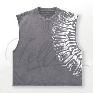 Débardeur d'entraînement personnalisé pour hommes – Coton épais, coupe ample, sans manches, style décontracté 2026 - Product Image 4