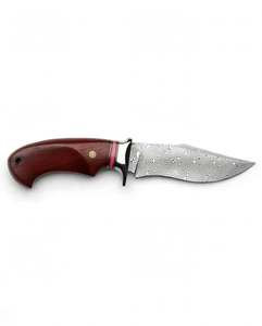 Outil utilitaire artisanal en acier Damas torsadé avec manche en bois de Padauk rouge - Product Image 1