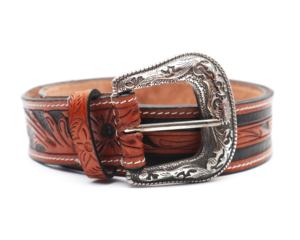 เข็มขัดหนังวัว unisex ทำด้วยมือพร้อมดีไซน์ดอกไม้หัวเข็มขัดหนังวัวแท้สำหรับแฟชั่นตะวันตก - Product Image 2