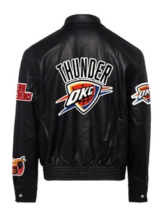 Oklahoma City <b>Thunder</b> Full Leather <b>Jacket</b> Black - Product Image 2