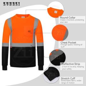 Chemises de travail réfléchissantes FR, 100% polyester, impression bicolore, vêtements de travail en jersey haute visibilité, ANSI classe 1, imperméables, LED - Product Image 2