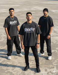 T-shirt en coton délavé de haute qualité Rexfit Sports, logo personnalisé, style vintage, effet délavé, style streetwear - Product Image 2