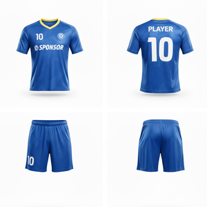 Conjunto de Uniforme Deportivo de Fútbol Unisex, Camiseta de Manga Corta con Pantalones Cortos, Tela de Poliéster de Primera Calidad, Logotipo Frontal Personalizado - Product Image 1
