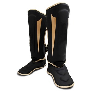 Protège-tibias en cuir PU pour MMA, protège-jambes de kickboxing respirants et ajustables avec fermeture auto-agrippante, protections de pieds - Product Image 3
